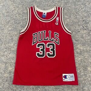VTG Champion Scottie Pippen Chicago Bulls Jersey #33 Youth L 14–16 Red USA Made